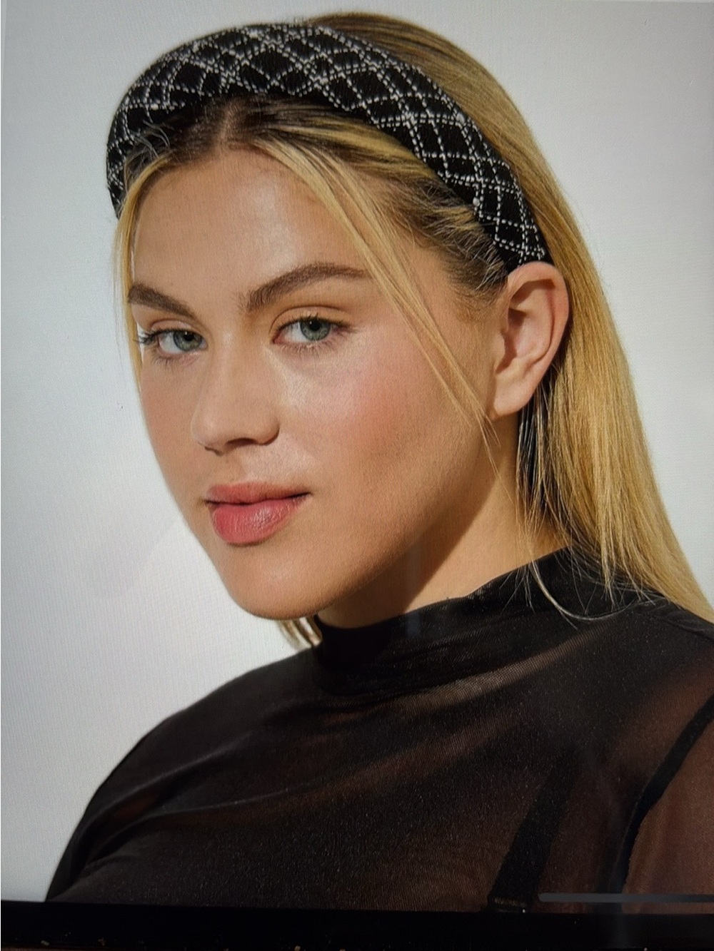 torrid Black Quilted Padded Headband with White Stitching New